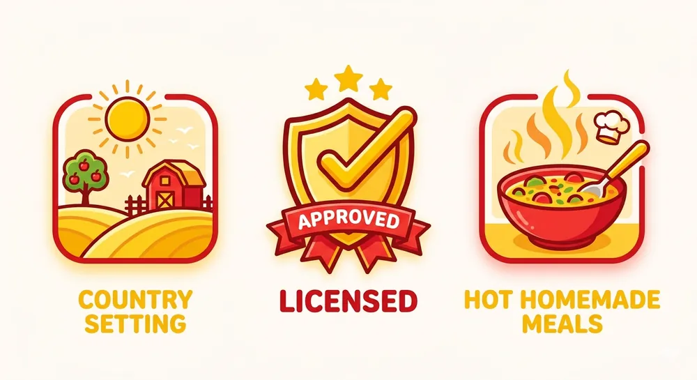 Country setting, licensed, and hot homemade meals